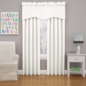 Eclipse Kendall Modern Scalloped Valance Rod Pocket Window Curtain for Kitchen or Bathroom, 42" x 18", White