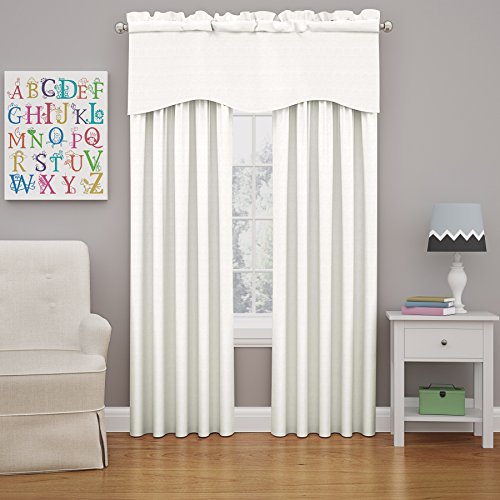 Eclipse Kendall Modern Scalloped Valance Rod Pocket Window Curtain for Kitchen or Bathroom, 42" x 18", White