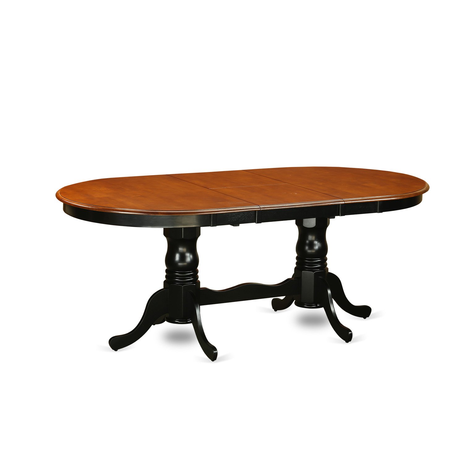 East West Furniture Plainville 9 Piece Set Includes an Oval Dining Room Table with Butterfly Leaf and 8 Wood Seat Chairs, 42x78 Inch, Black & Cherry