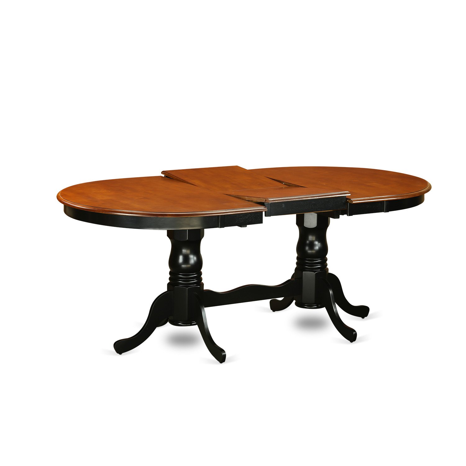 East West Furniture Plainville 9 Piece Set Includes an Oval Dining Room Table with Butterfly Leaf and 8 Wood Seat Chairs, 42x78 Inch, Black & Cherry