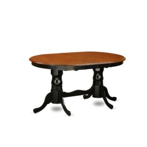 East West Furniture Plainville 9 Piece Set Includes an Oval Dining Room Table with Butterfly Leaf and 8 Wood Seat Chairs, 42x78 Inch, Black & Cherry