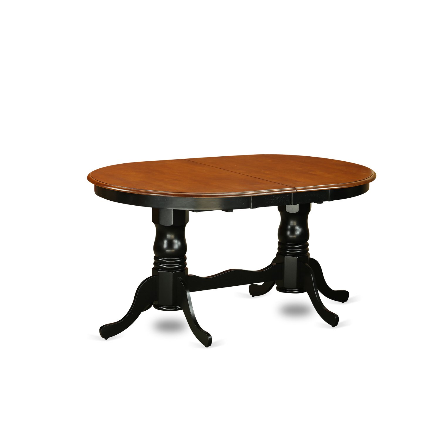 East West Furniture Plainville 9 Piece Set Includes an Oval Dining Room Table with Butterfly Leaf and 8 Wood Seat Chairs, 42x78 Inch, Black & Cherry