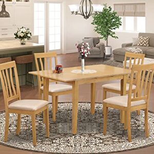 East West Furniture NOAN5-OAK-C 5-Piece Kitchen Dining Room Set - 4 Dining Room Chairs with Slatted Back and Linen Fabric Seat - a Dining Room Table with Rectangular Top (Oak Finish)