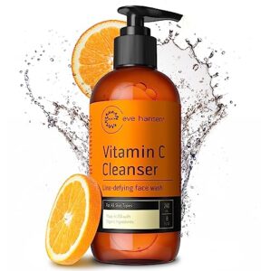 vitamin c cleanser face wash | huge 8 oz anti aging facial cleanser for dark circles, age spots and fine lines | natural gel face cleanser with aloe vera, vitamin e & rosehip