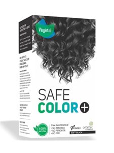 vegetal safe hair color - soft black 50gm - certified organic chemical and allergy free bio natural hair color with no ammonia formula for men and women