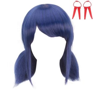 dazcos anime cosplay wig for girls women blue hair with red rope