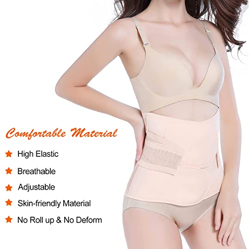 Postpartum Belly Band,C Section Belly Binder Wrap,Abdominal Binder Post Surgery Girdle,Tummy Tuck Postpartum Essentials Waist Trainer Nude