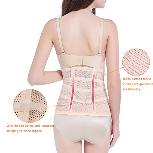 Postpartum Belly Band,C Section Belly Binder Wrap,Abdominal Binder Post Surgery Girdle,Tummy Tuck Postpartum Essentials Waist Trainer Nude