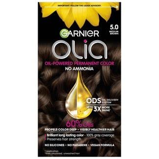 Garnier Olia Oil Powered Permanent Color, Medium Brown [5.0] 1 ea (Pack of 4)