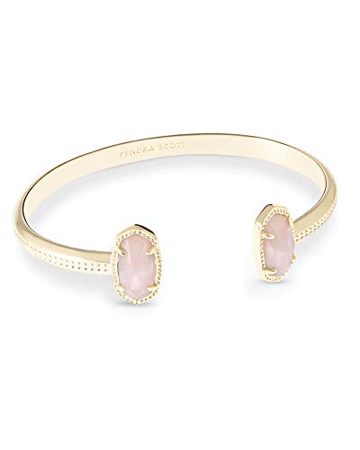 Kendra Scott Elton Cuff Bracelet for Women, Fashion Jewelry, 14k Gold-Plated, Rose Quartz