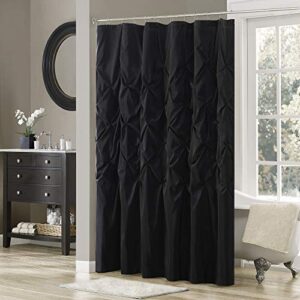 madison park laurel black shower curtain, solid transitional shower curtains for bathroom, 72 x 72
