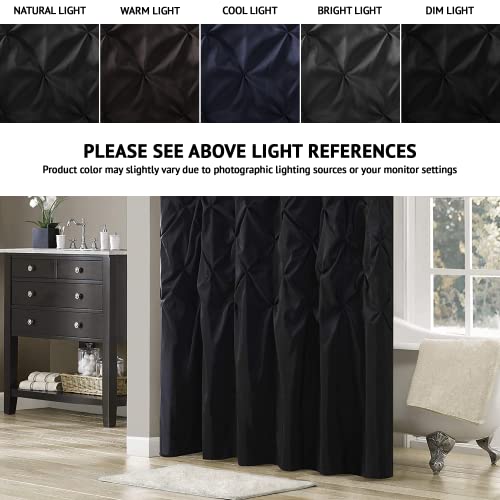 Madison Park Laurel Black Shower Curtain, Solid Transitional Shower Curtains for Bathroom, 72 X 72