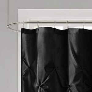 Madison Park Laurel Black Shower Curtain, Solid Transitional Shower Curtains for Bathroom, 72 X 72