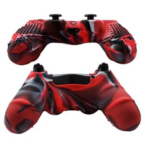 Pandaren Studded Anti-Slip Silicone Cover Skin Set for PS4 /Slim/PRO Controller(CamouRed Controller Skin x 1 + FPS PRO Thumb Grips x 8)