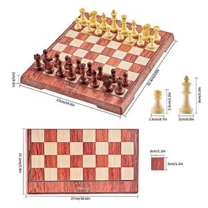 KIDAMI Magnetic Travel Chess Set 12 Inches Folding Chess Board with 2 Portable Bags for Pieces Storage, Gift for Kids Adults Chess Lovers and Learners