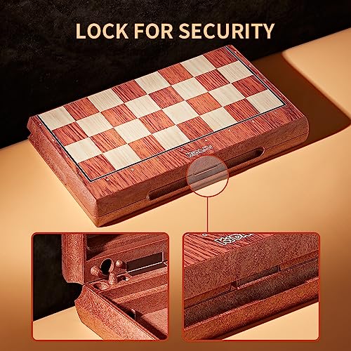 KIDAMI Magnetic Travel Chess Set 12 Inches Folding Chess Board with 2 Portable Bags for Pieces Storage, Gift for Kids Adults Chess Lovers and Learners
