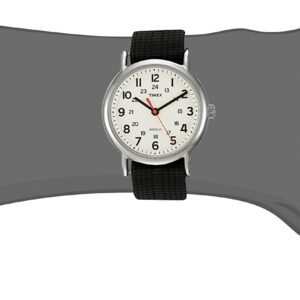 Timex Unisex TWC027600 Weekender 38mm Cream/Black Nylon Slip-Thru Strap Watch