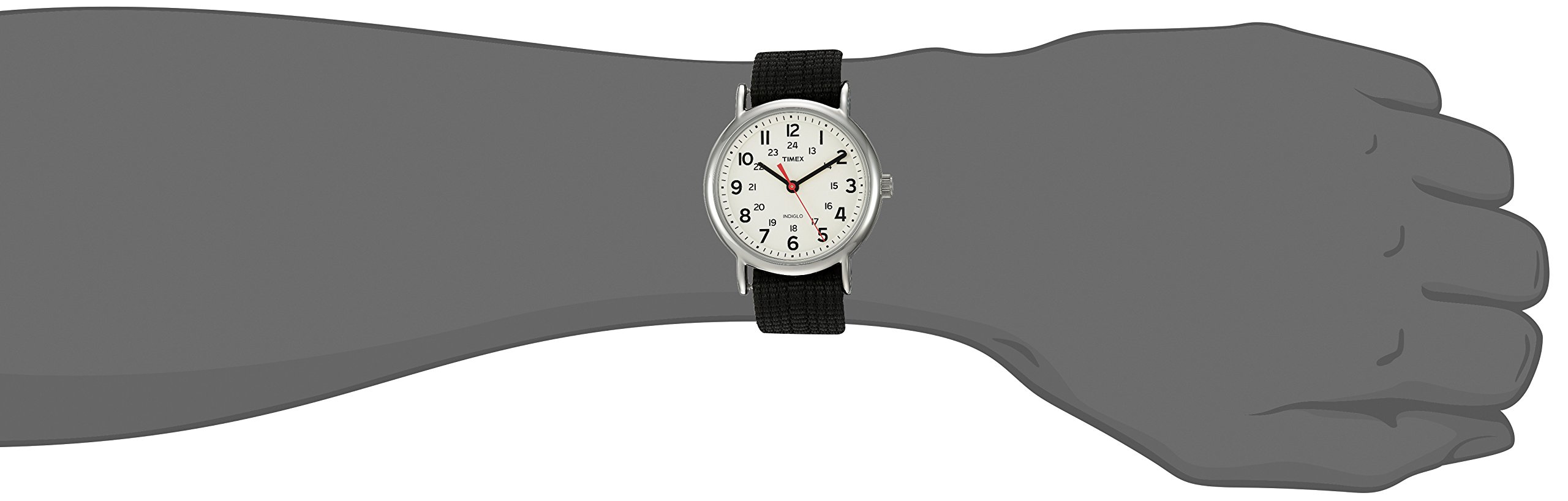 Timex Unisex TWC027600 Weekender 38mm Cream/Black Nylon Slip-Thru Strap Watch