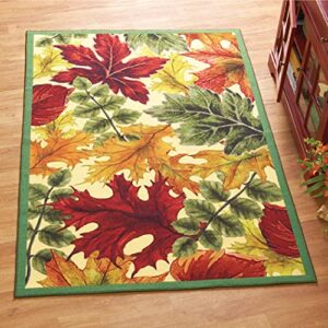 Collections Etc Colorful Autumn Leaves Rug, Skid Resistant, 48" X 72"