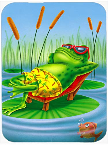 Caroline's Treasures APH0521MP Frog Chilaxin on The Lilly Pad Mouse Pad, Hot Pad or Trivet for Home Office Gaming Working Computers Laptop Mouse Mat,Washable Large Mousepad