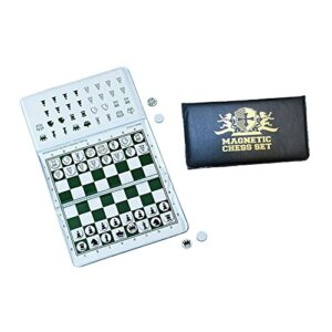 WE Games Magnetic Chess Set, Mini Travel Chess Board with Magnetic Pieces, Pocket Chess Set for On-the-Go Practice 2 Extra Queens and Blanks for Learning, Foldable Travel Chess Set for Adults and Kids