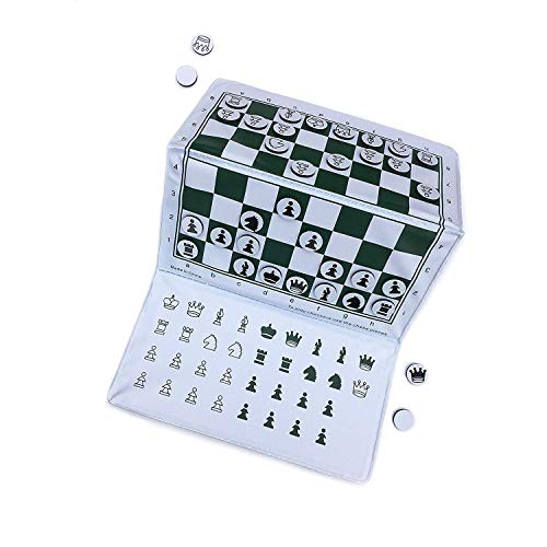 WE Games Magnetic Chess Set, Mini Travel Chess Board with Magnetic Pieces, Pocket Chess Set for On-the-Go Practice 2 Extra Queens and Blanks for Learning, Foldable Travel Chess Set for Adults and Kids