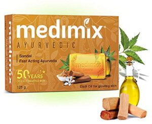 medimix ayurvedic herbal soap with sandal & eladi oils 125g (multipack) effective for skin blemishes by medimix (pack 3)