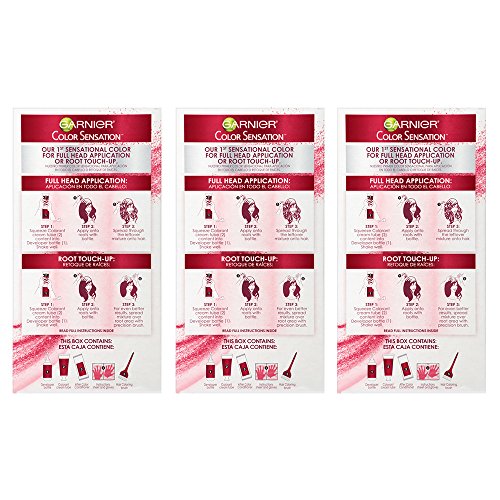 Garnier Color Sensation Hair Color Cream, 4.60 Cherry on Top (Dark Intense Auburn), (Pack of 3) (Packaging May Vary)