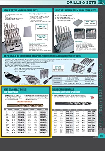 HHIP 5002-4006 M35 5% Cobalt Steel Jobber Length Drill Bit, 3/32" Size