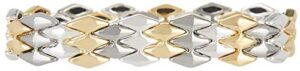 nine west boxed geometric stretch bracelet, silver/gold/hematite tri-tone