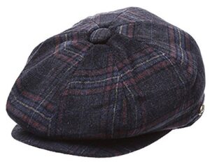 men's classic 8 panel wool blend newsboy snap brim collection hat (as1, alpha, l, nsb2321 blue pliad)