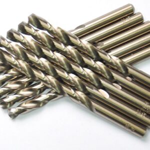 DRILLFORCE (10 Pcs) 17/64 in. x 4-1/8 in. HSS Cobalt Drill Bits, Jobber Length, Straight Shank, Metal Drill,Ideal for Drilling On Mild Steel, Copper, Aluminum, Zinc Alloy Etc.