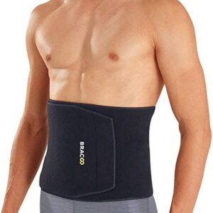 Bracoo Premium Waist Trimmer Wrap (Broad Coverage), Sweat Sauna Slim Belly Belt for Men and Women - Abdominal Waist Trainer, weight less, Increased Core Stability, Metabolic Rate, SE22, Black (L/XL)