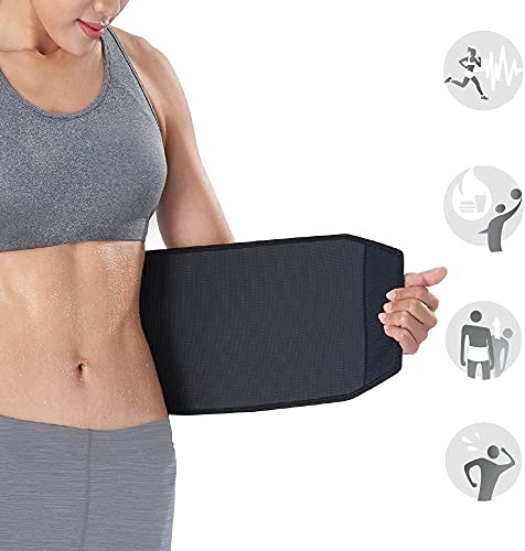 Bracoo Premium Waist Trimmer Wrap (Broad Coverage), Sweat Sauna Slim Belly Belt for Men and Women - Abdominal Waist Trainer, weight less, Increased Core Stability, Metabolic Rate, SE22, Black (L/XL)