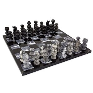 novica handcrafted marble chess set, grey and black, check in gray'