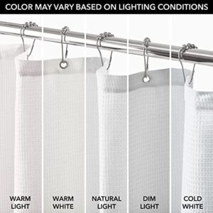 mDesign Waffle Knit - Long Cotton Blend Shower Curtain - Spa Quality, Luxury, Solid Color Cloth Shower Curtains for Bathroom - Hyde Collection, 72" x 72" - White