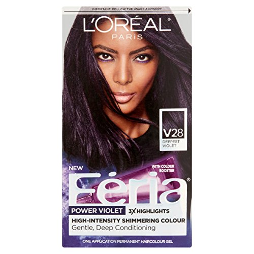 L'Oreal Paris Feria Multi-Faceted Shimmering Permanent Hair Color Hair Dye, V28 Midnight Violet (Deepest Violet)