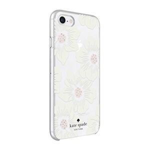 Kate Spade New York Phone Case|For Apple iPhone 8, iPhone 7, iPhone 6S, and iPhone 6|Protective Phone Cases with Slim Design, Drop Protection,and Floral Print-Hollyhock Cream/Blush/Crystal Gems/Clear