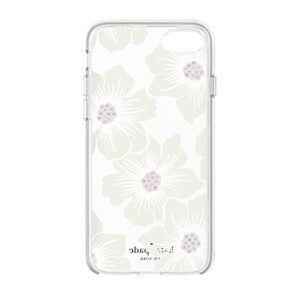 Kate Spade New York Phone Case|For Apple iPhone 8, iPhone 7, iPhone 6S, and iPhone 6|Protective Phone Cases with Slim Design, Drop Protection,and Floral Print-Hollyhock Cream/Blush/Crystal Gems/Clear