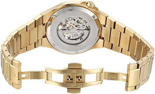 Bulova Men's Classic Maquina Gold Tone Stainless Steel 3-Hand Automatic Watch, Skeleton Dial Style: 98A178
