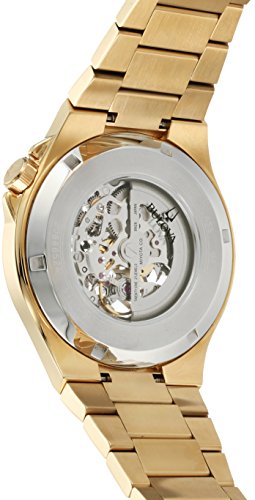 Bulova Men's Classic Maquina Gold Tone Stainless Steel 3-Hand Automatic Watch, Skeleton Dial Style: 98A178