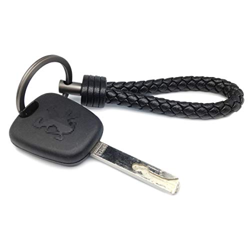 LABEN Key Chain Lambskin Handwoven Genuine Leather Keychain - Black