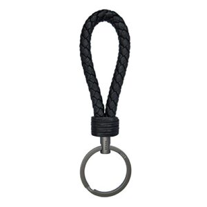 LABEN Key Chain Lambskin Handwoven Genuine Leather Keychain - Black