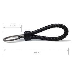 LABEN Key Chain Lambskin Handwoven Genuine Leather Keychain - Black