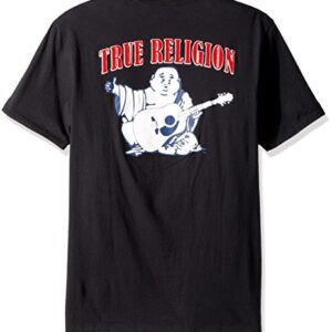 True Religion Men's Buddha Logo Short Sleeve Tee, Black, XL