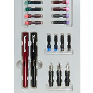 Speedball 002904 Calligraphy Deluxe Fountain Pen Set Pen Set - With 2 Pens, 3 Nibs, and 12 Assorted Ink Cartridges