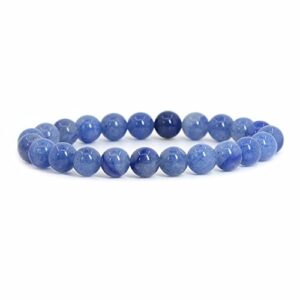 natural blue aventurine rock crystal gemstone 8mm round beads stretch bracelet 7 inch unisex