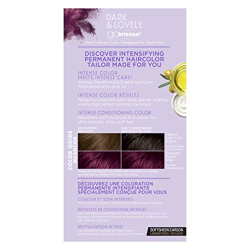 SoftSheen-Carson Dark and Lovely Ultra Vibrant Permanent Hair Color Go Intense Hair Dye for Dark Hair with Olive Oil for Shine and Softness, Passion Plum