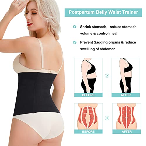 LODAY 2 in 1 Postpartum Recovery Belt,Body Wraps Works for Tighten Loose Skin(XL,Black)