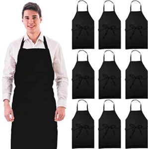 white classic wealuxe black apron without pockets 12 pack, professional bib apron bulk, cooking aprons for women and men, adult chef apron for kitchen and restaurant